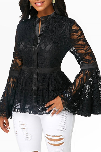 Women Lace Blouse Casual Tops