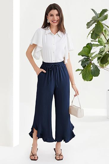 Women's Ruffle Bell-Bottom Pants