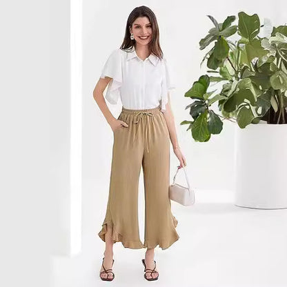 Women's Ruffle Bell-Bottom Pants