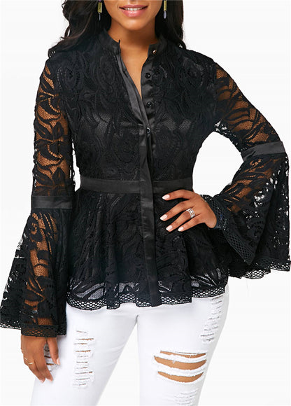 Women Lace Blouse Casual Tops