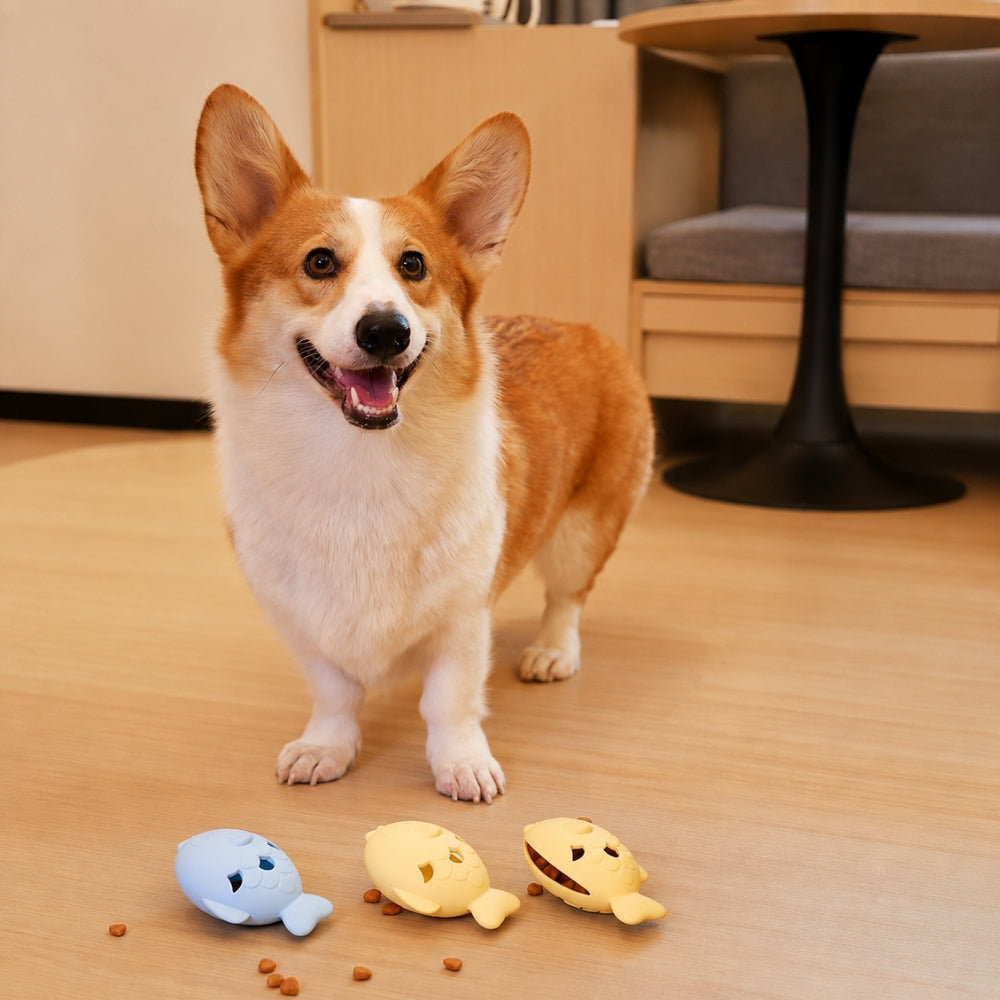 Fish-Shaped Dog Treat Dispenser Toy