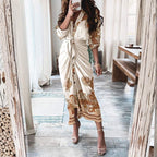 Bohemian Elastic Wrap Midi Dress