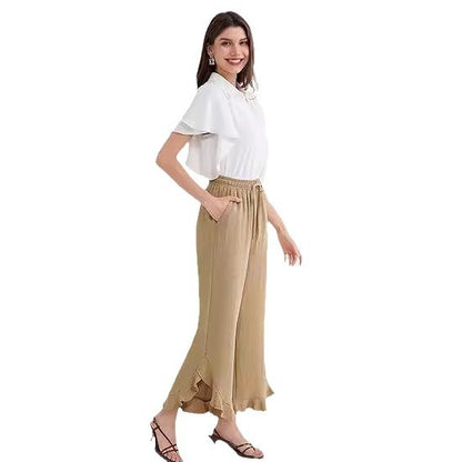 Women's Ruffle Bell-Bottom Pants