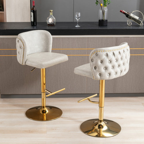 Adjustable PU Leather Upholstered Bar Stools